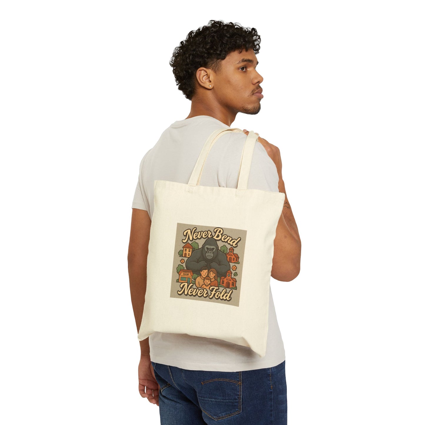 Never Bend Never Fold Tote Bag — Vintage Gorilla Canvas Grocery Tote