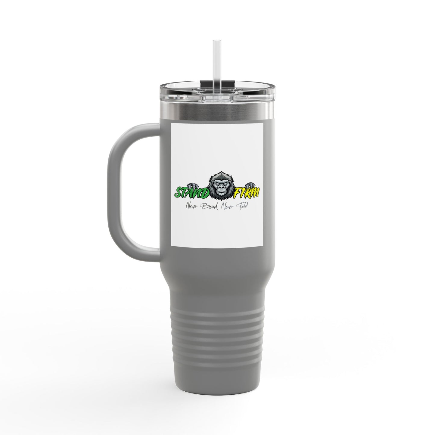 Motivational Travel Mug, NEVER GIVE UP, 40oz Insulated