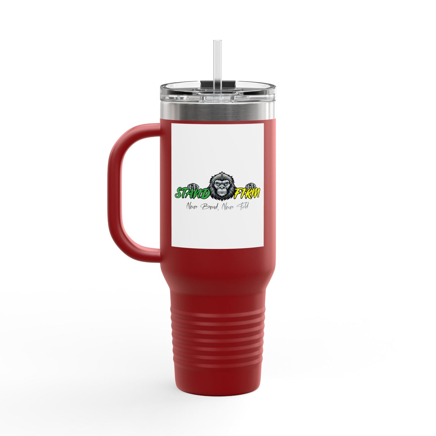 Motivational Travel Mug, NEVER GIVE UP, 40oz Insulated