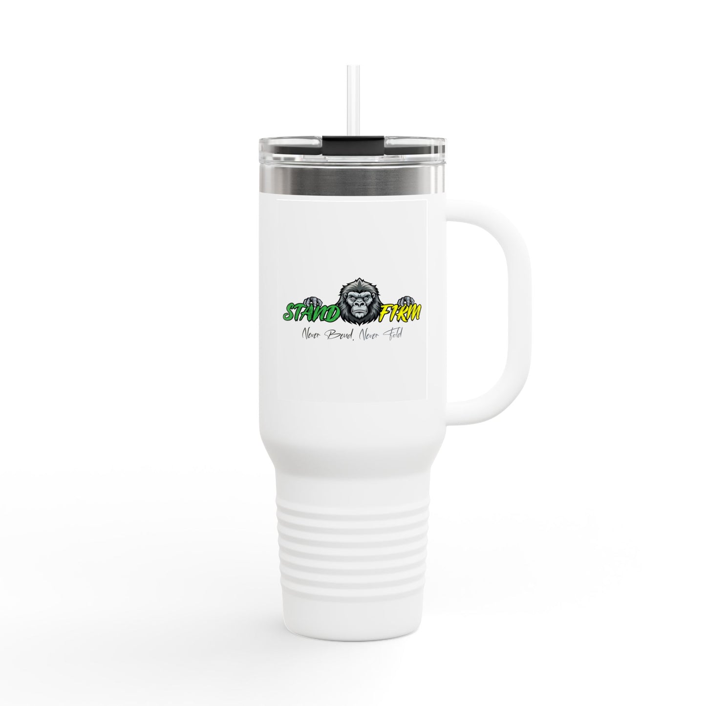 Motivational Travel Mug, NEVER GIVE UP, 40oz Insulated