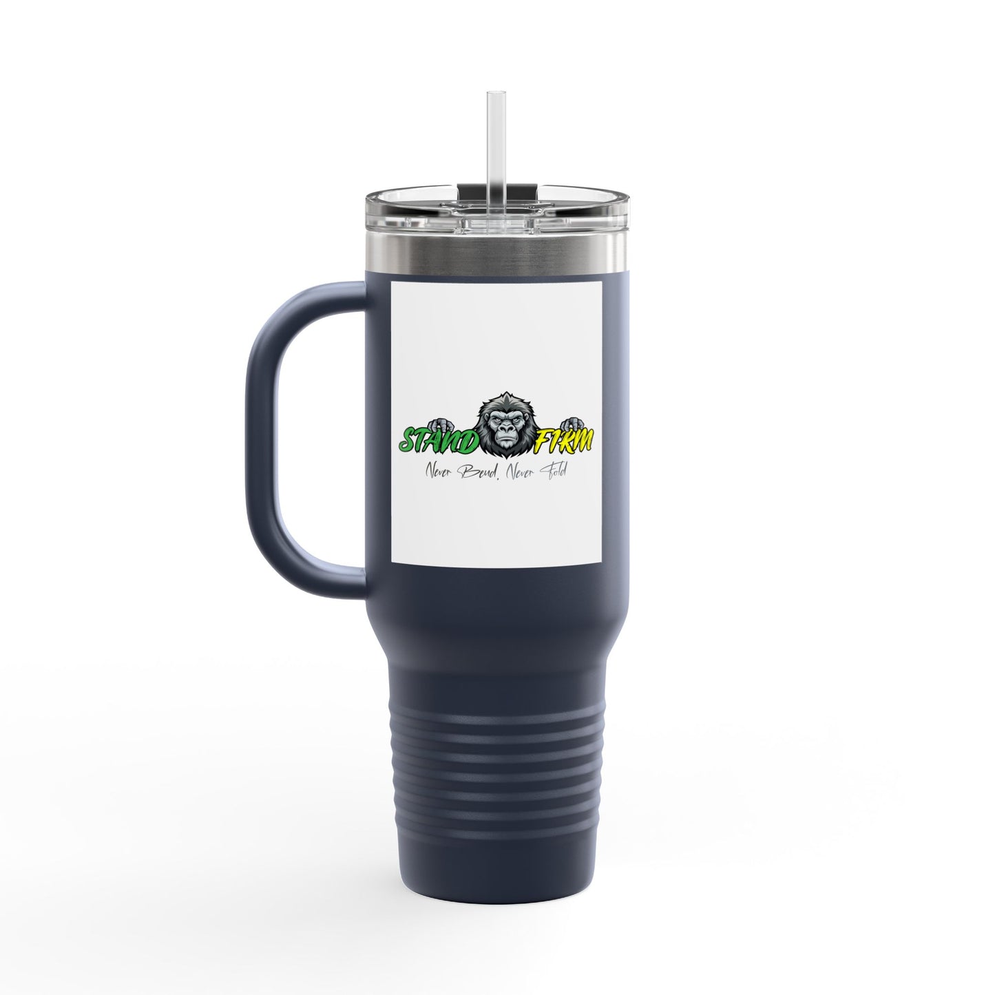 Motivational Travel Mug, NEVER GIVE UP, 40oz Insulated
