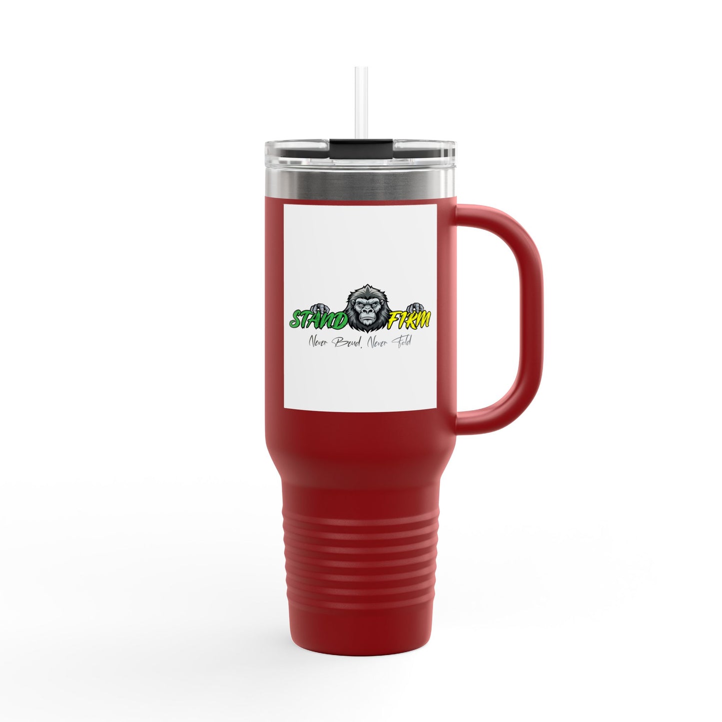 Motivational Travel Mug, NEVER GIVE UP, 40oz Insulated