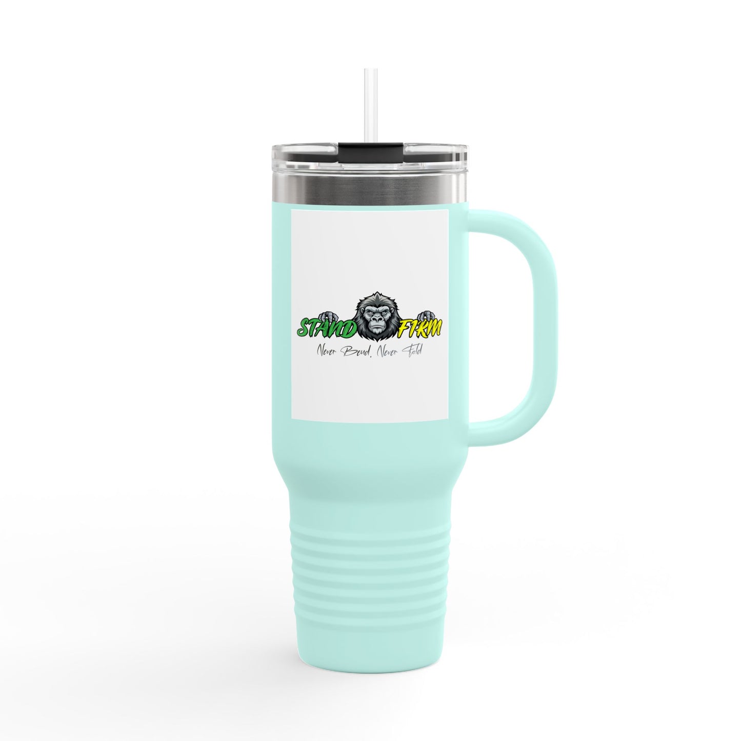 Motivational Travel Mug, NEVER GIVE UP, 40oz Insulated
