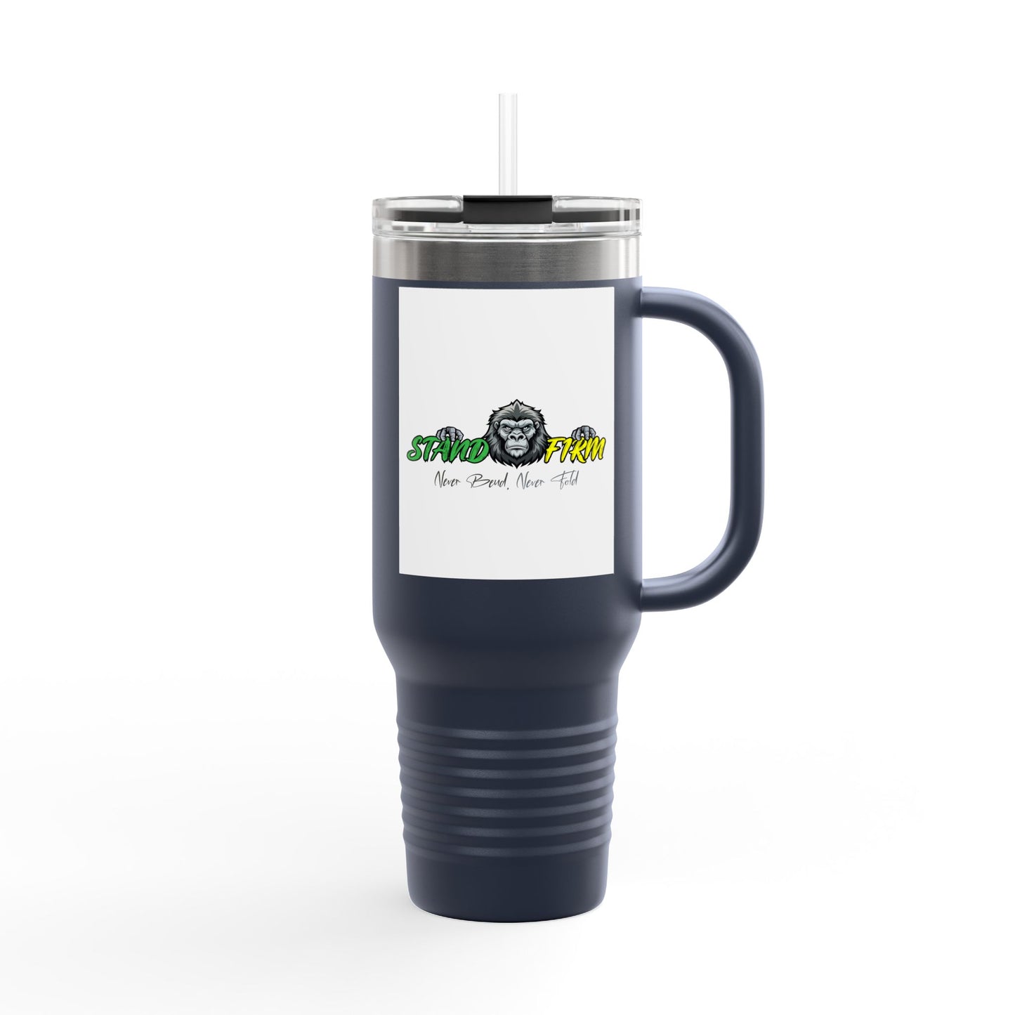 Motivational Travel Mug, NEVER GIVE UP, 40oz Insulated