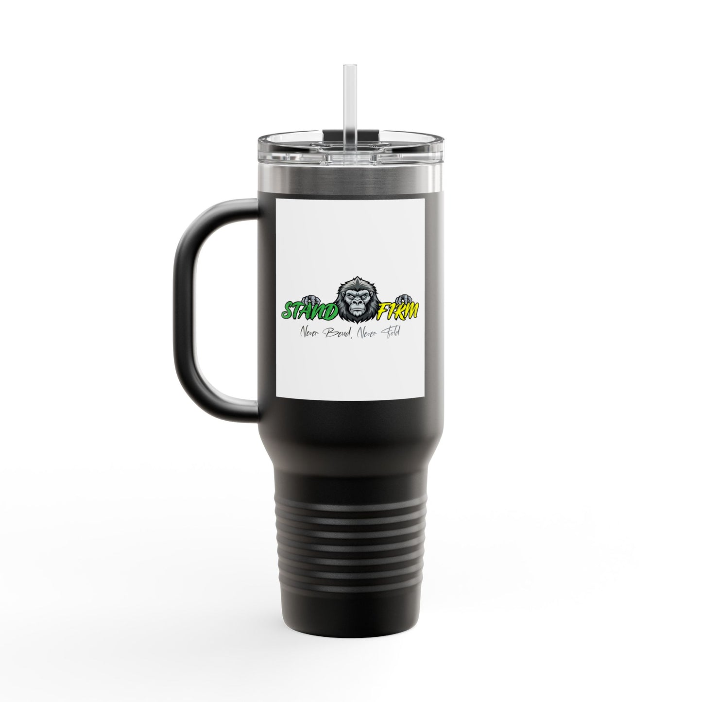 Motivational Travel Mug, NEVER GIVE UP, 40oz Insulated