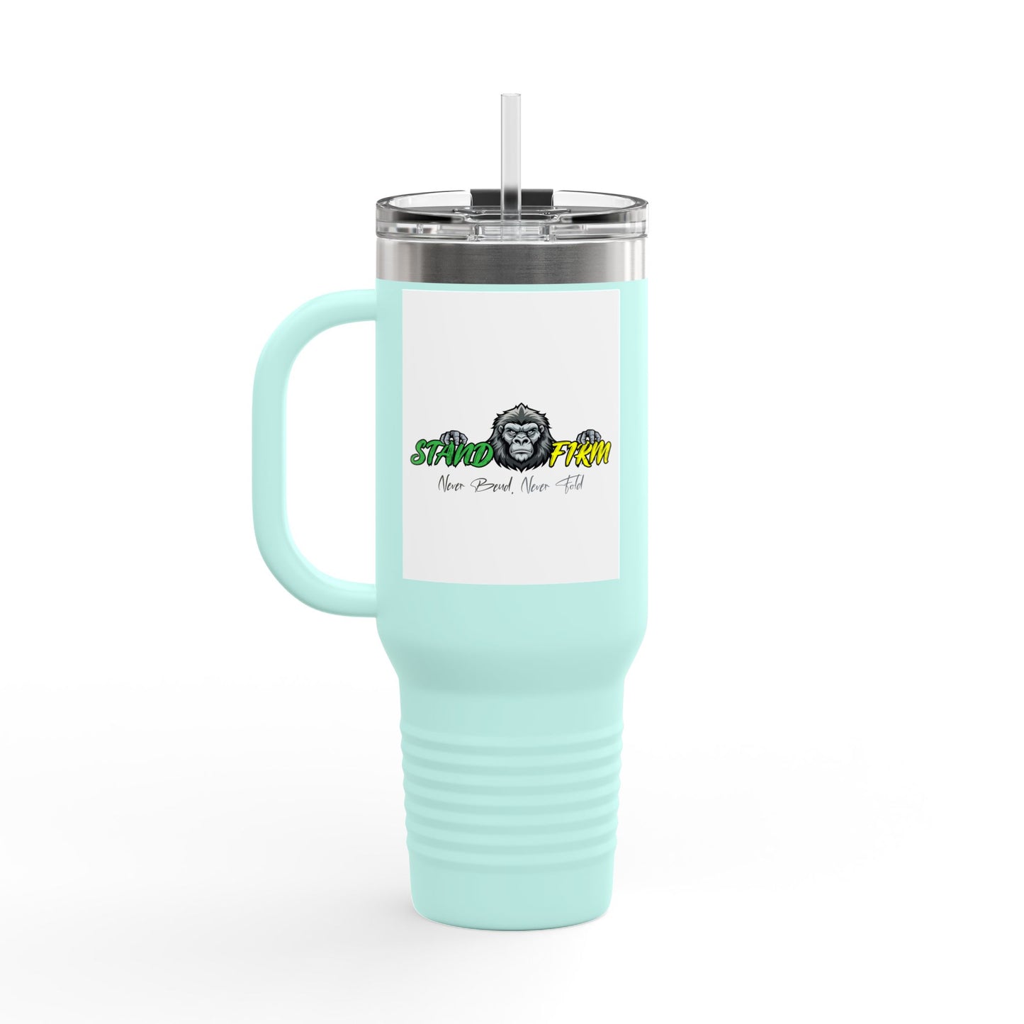 Motivational Travel Mug, NEVER GIVE UP, 40oz Insulated