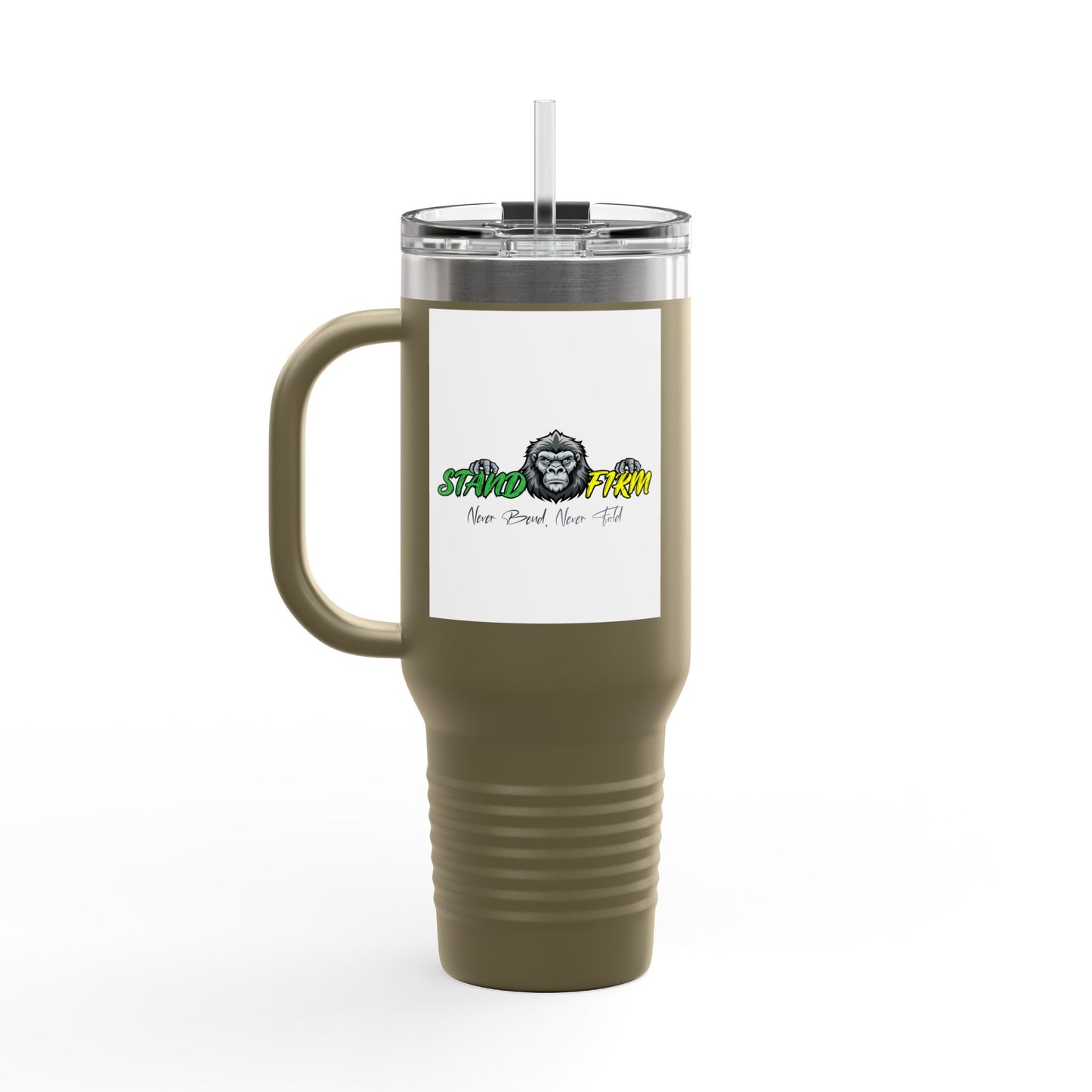 Motivational Travel Mug, NEVER GIVE UP, 40oz Insulated